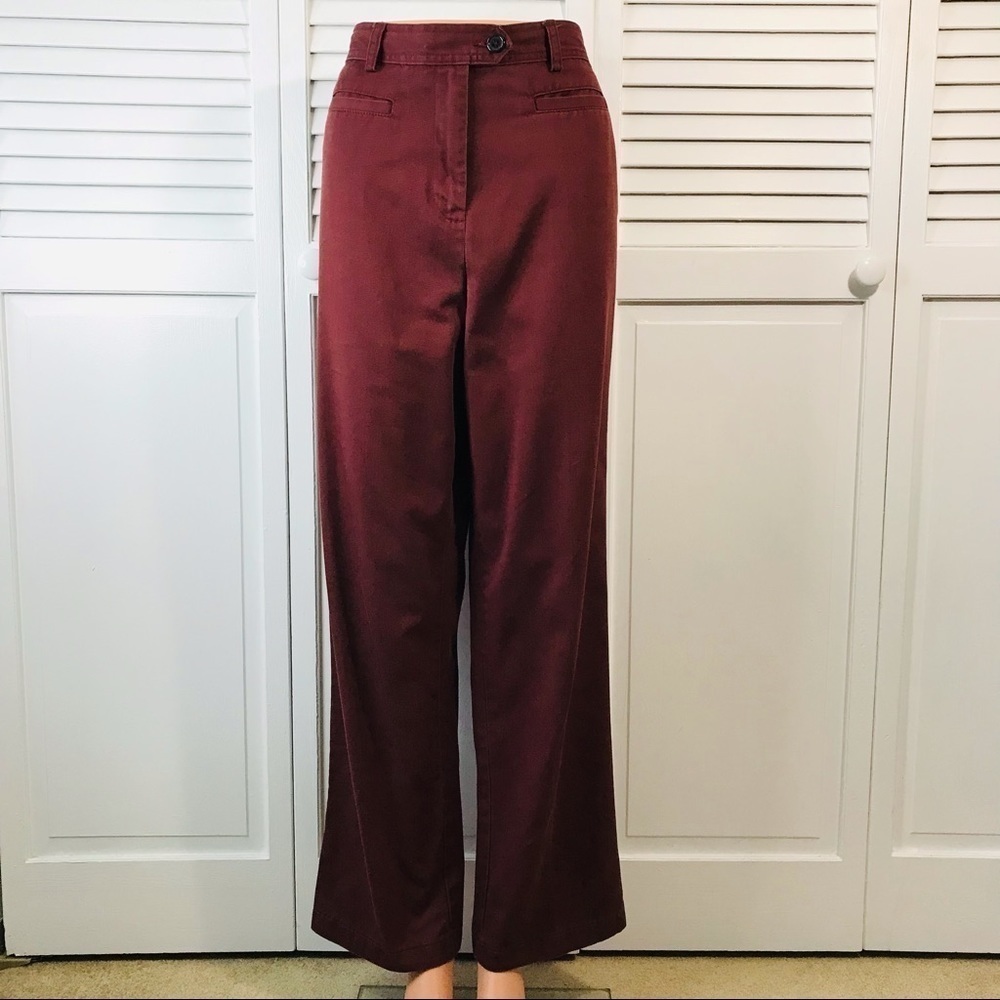 LANDS’ END Dark Red Cotton Blend Pants Size 10